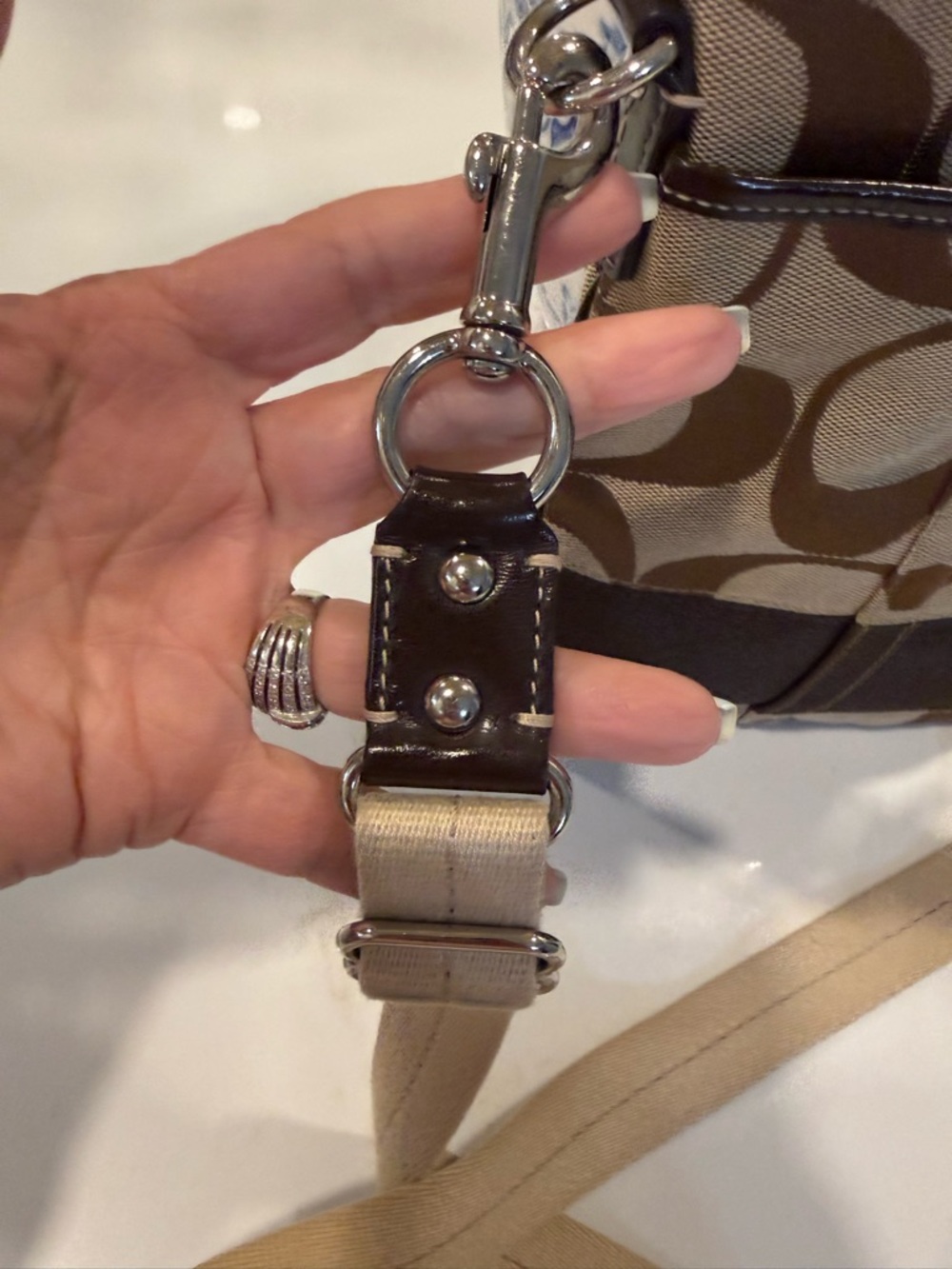 Coach Brown/Tan Signature Canvas Crossbody - Picture 6 of 7